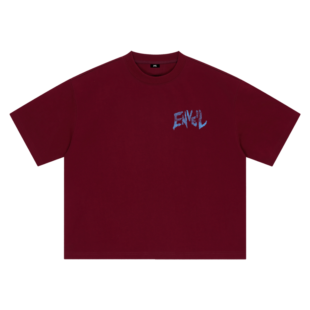 Maroon 'Distressed Enveil' Tee