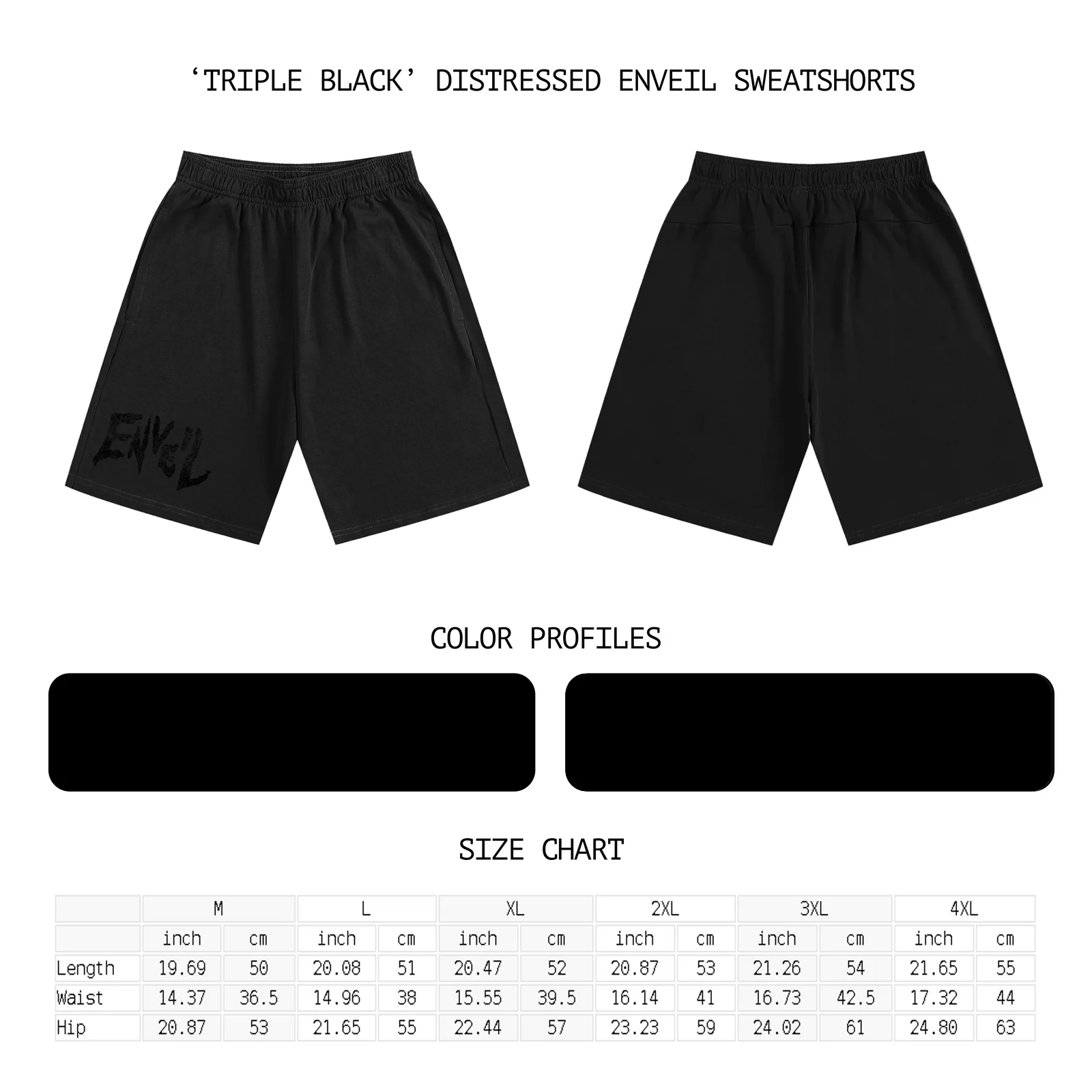 Triple Black 'Distressed Enveil' Sweatshorts