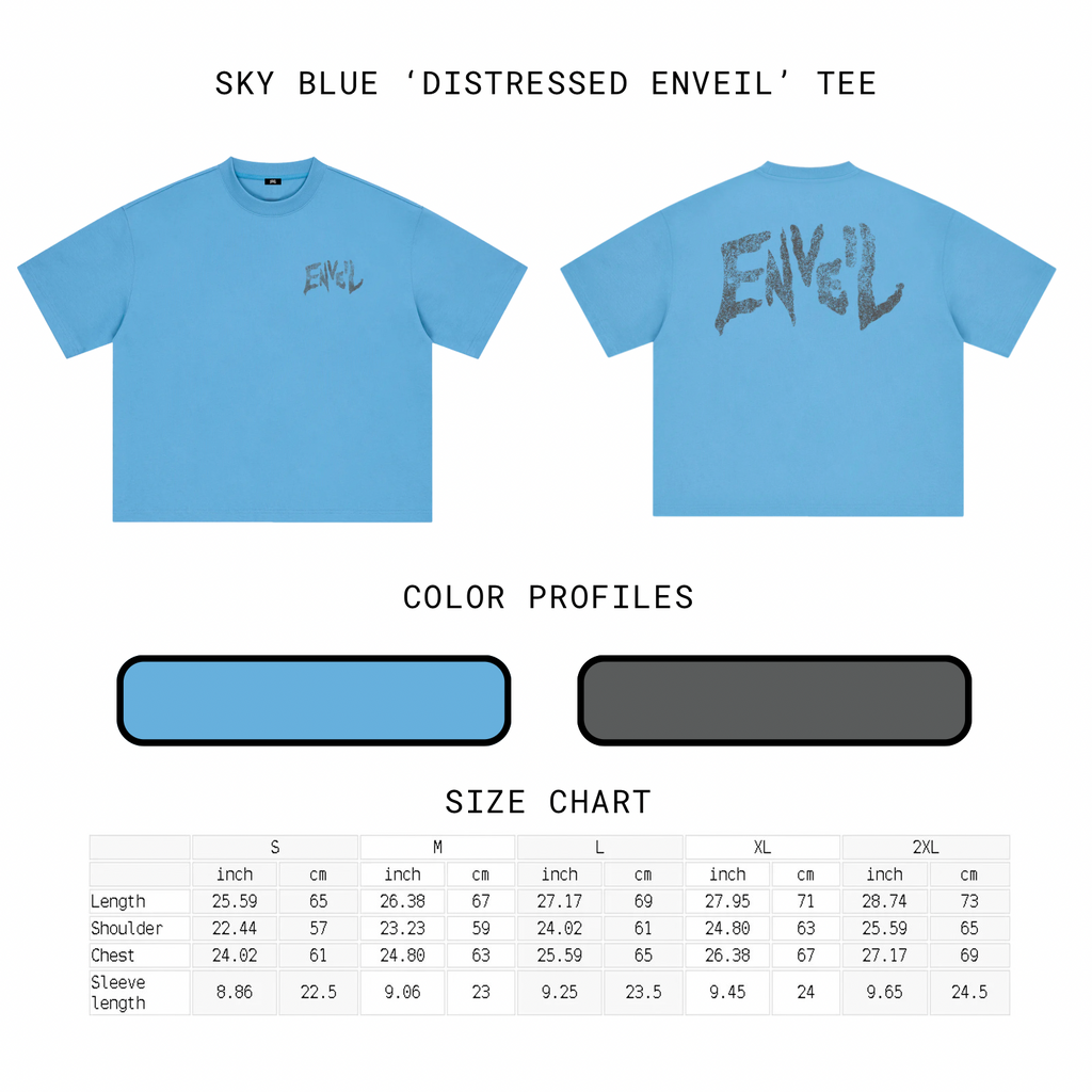 Sky Blue 'Distressed Enveil' Tee