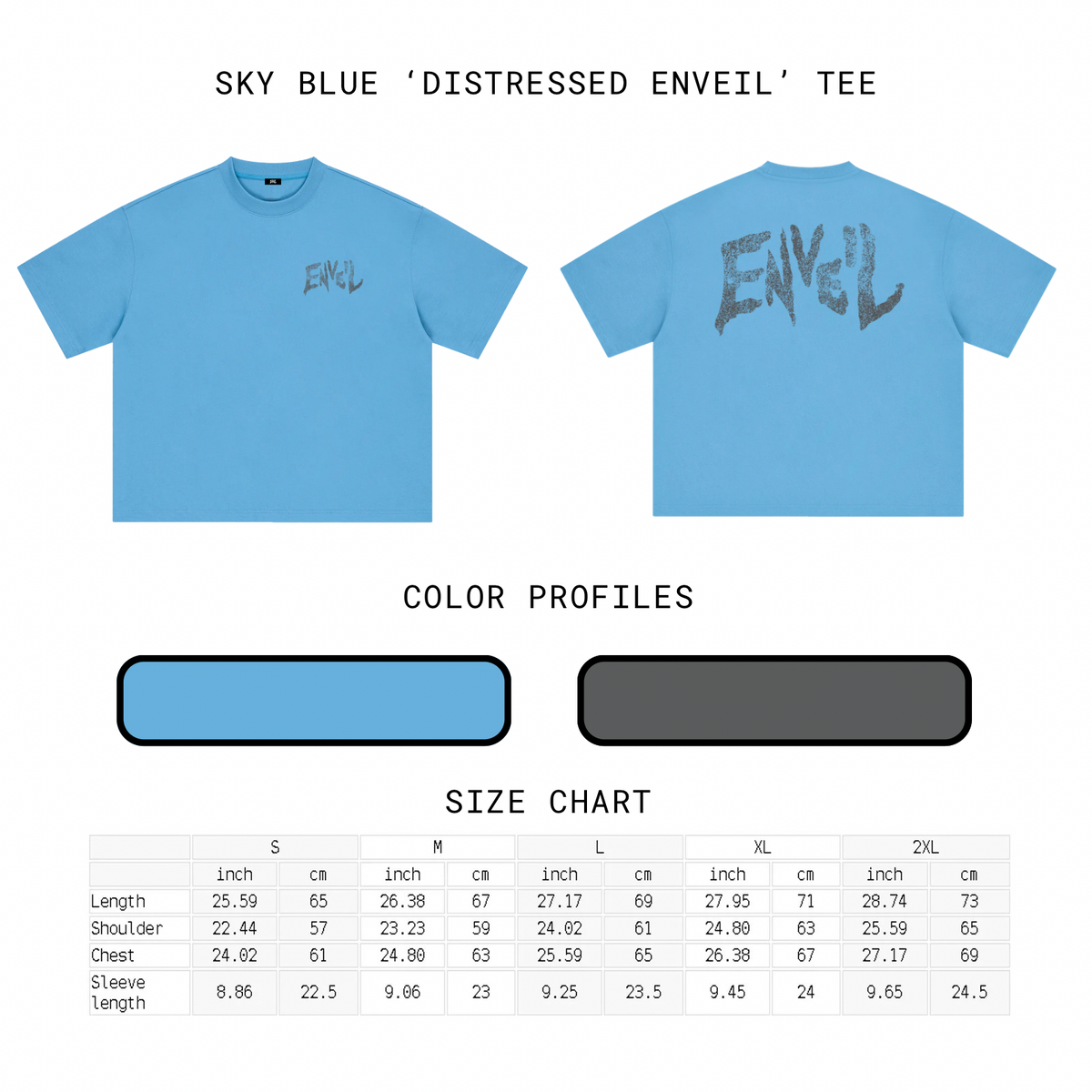 Sky Blue 'Distressed Enveil' Tee