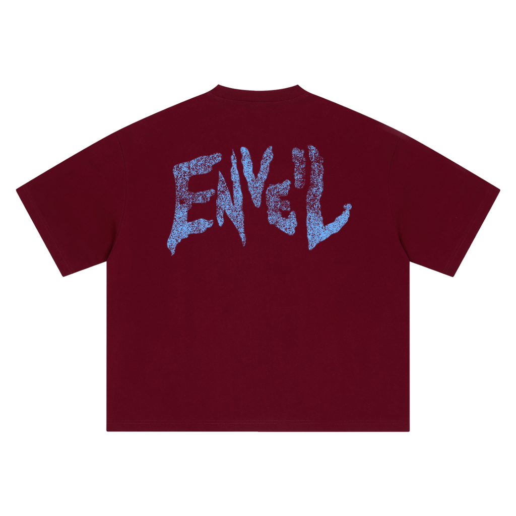 Maroon 'Distressed Enveil' Tee