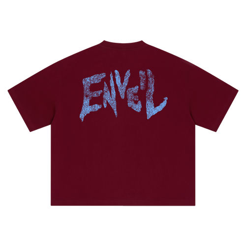 Maroon 'Distressed Enveil' Tee