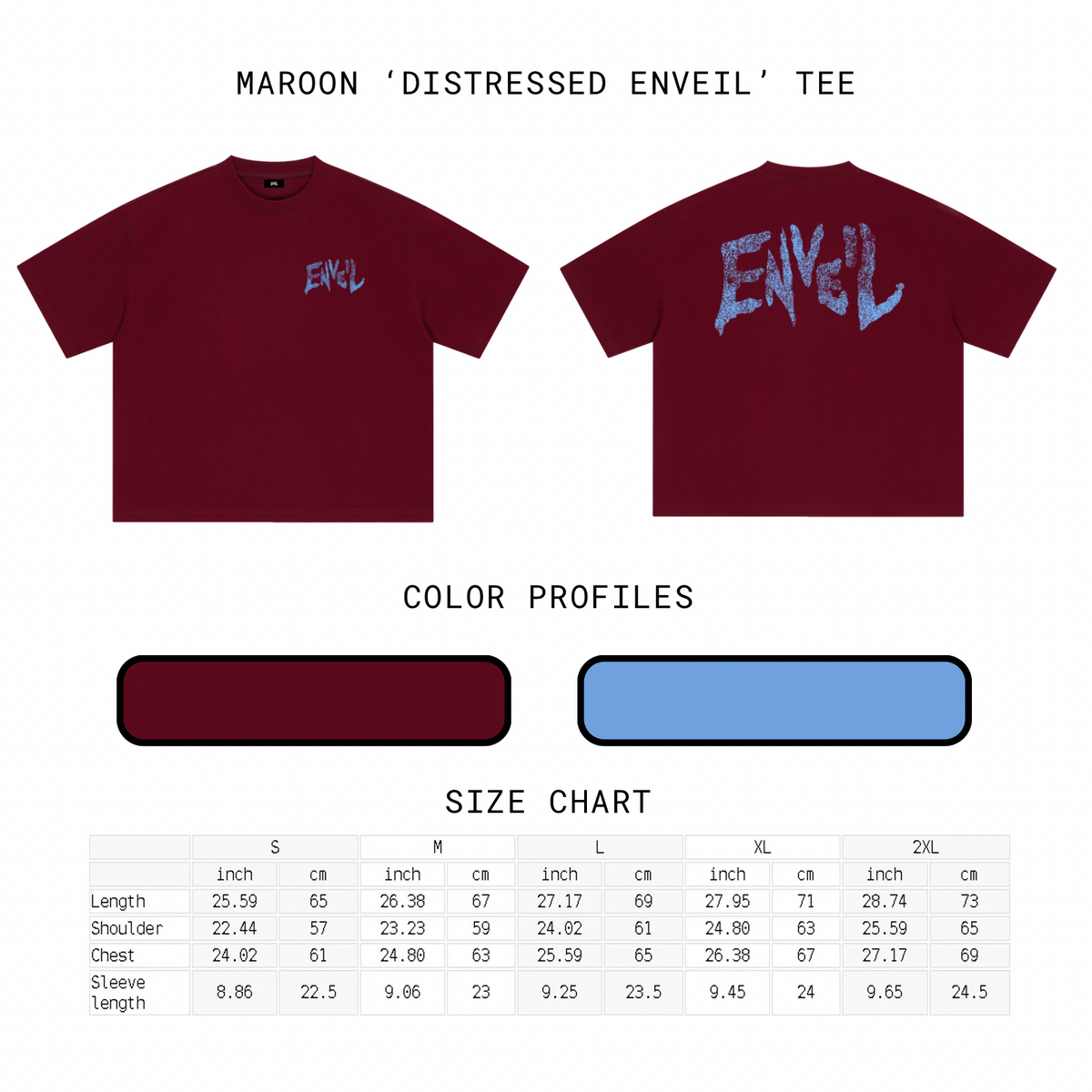 Maroon 'Distressed Enveil' Tee