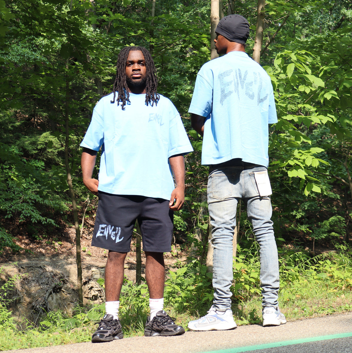 Navy Blue 'Distressed Enveil' Sweatshorts