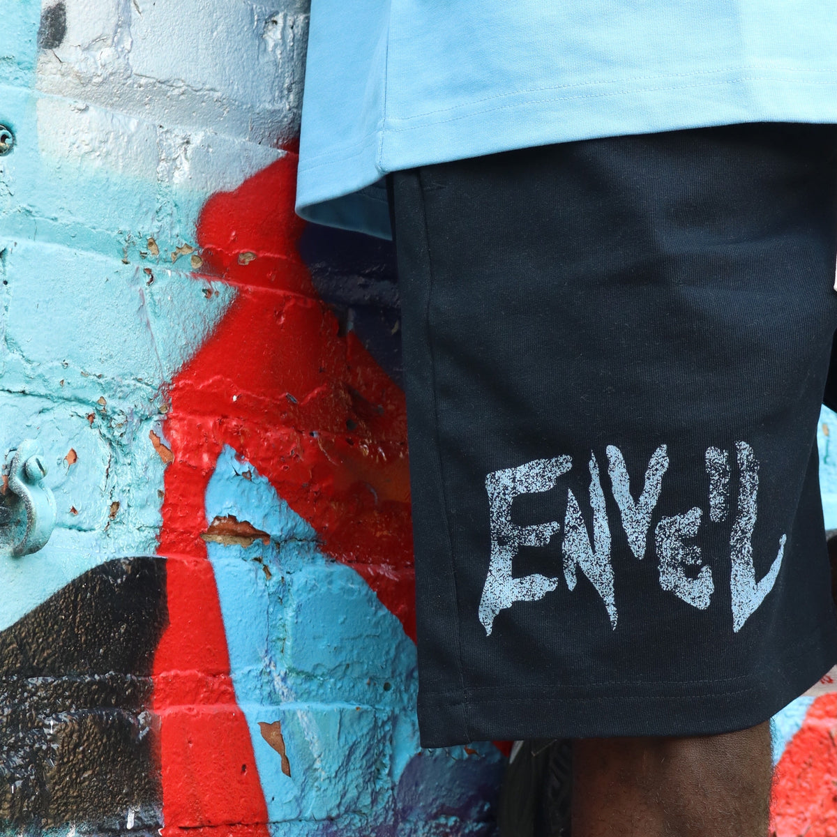 Navy Blue 'Distressed Enveil' Sweatshorts