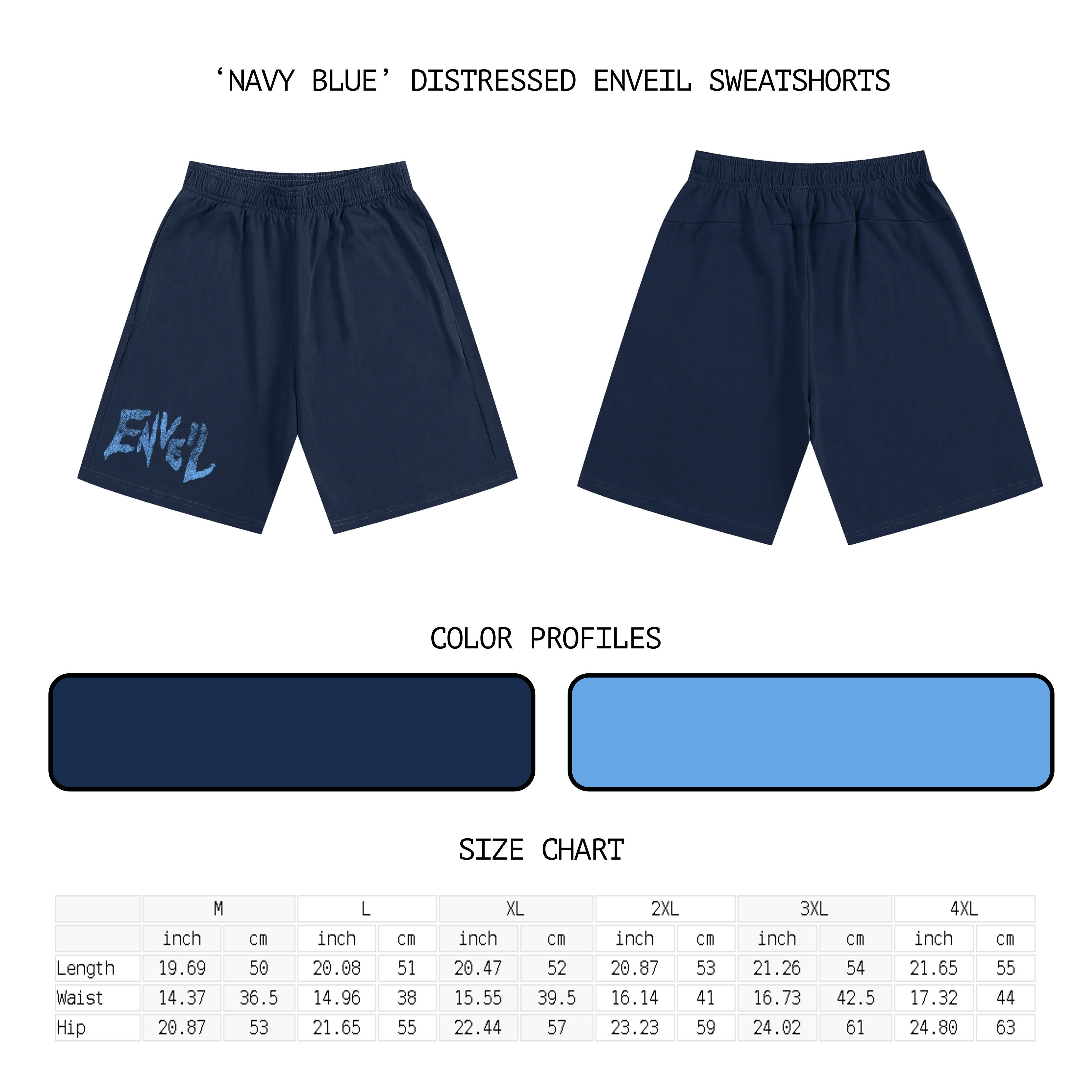 Navy Blue 'Distressed Enveil' Sweatshorts